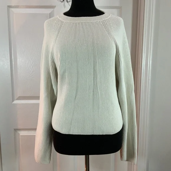J. Crew White Crew Ribbed Knit Sweater Size XL - Picture 4 of 8